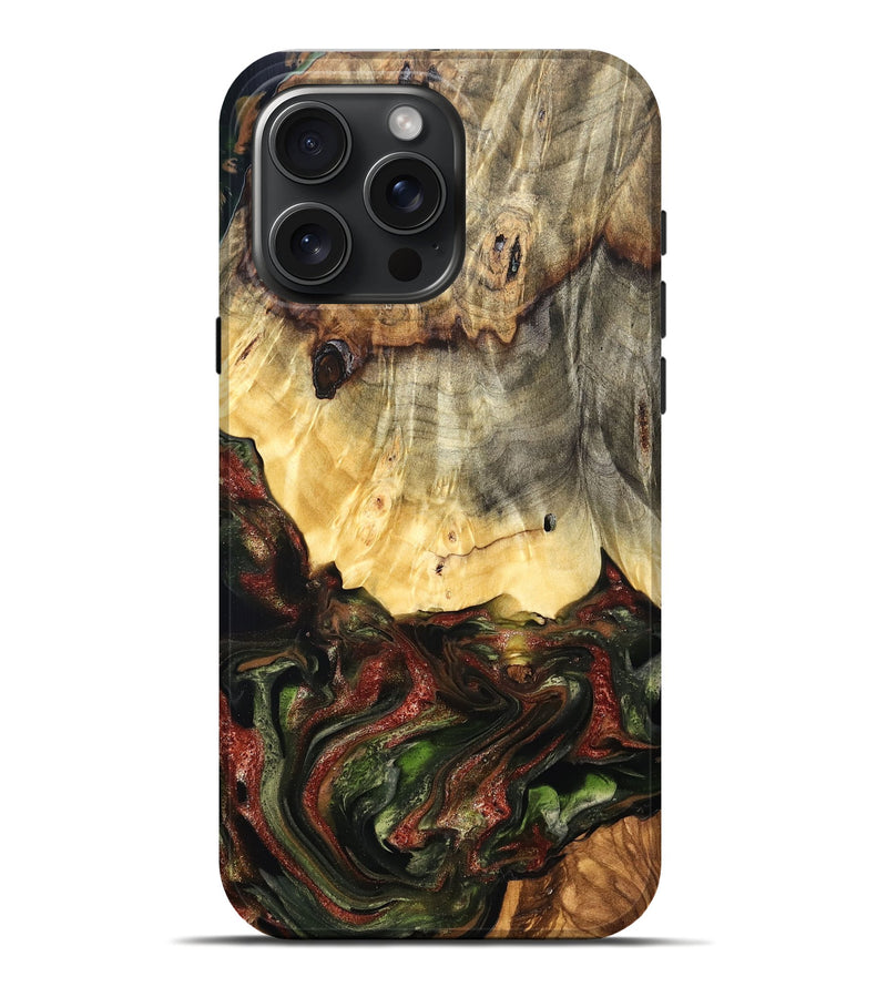 iPhone 16 Pro Max Wood Live Edge Phone Case - Thomas (Green, 825127)