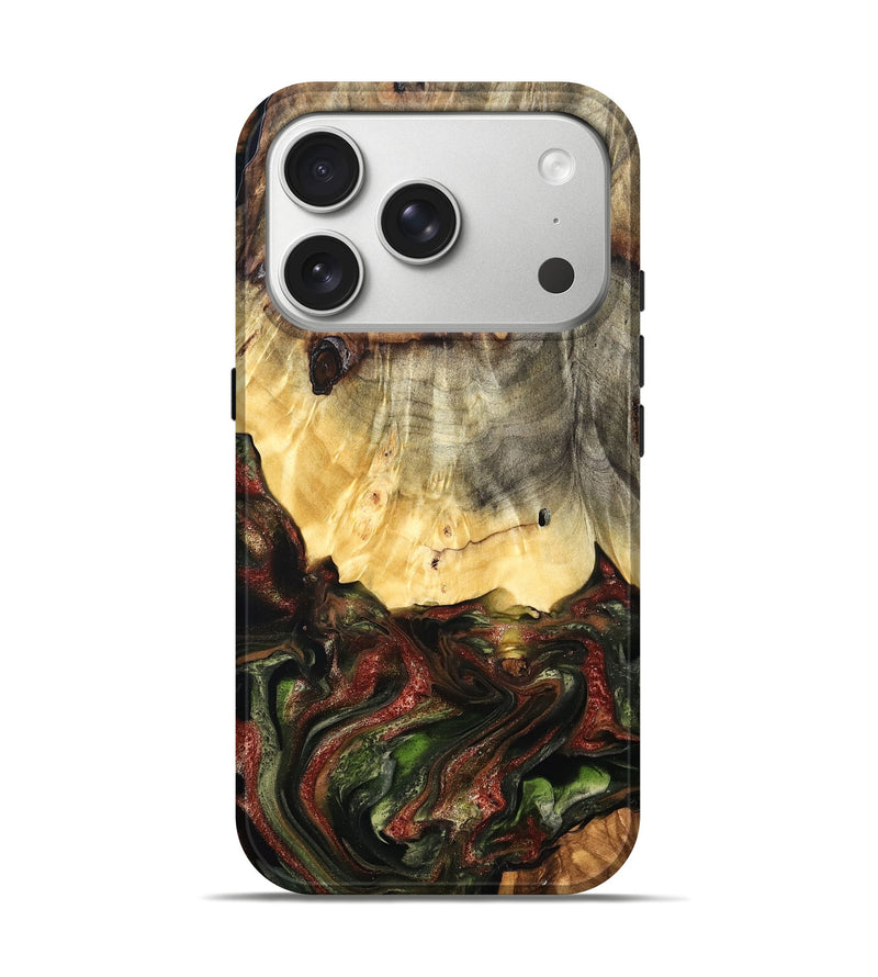iPhone 17 Pro Wood Live Edge Phone Case - Thomas (Green, 825127)