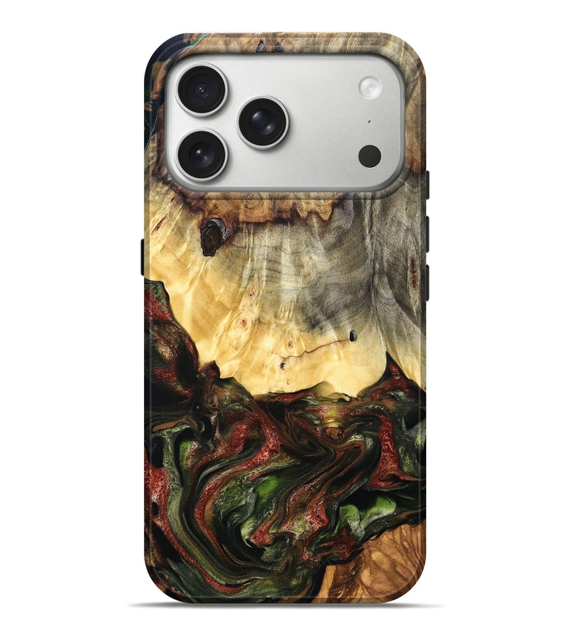 iPhone 17 Pro Max Wood Live Edge Phone Case - Thomas (Green, 825127)