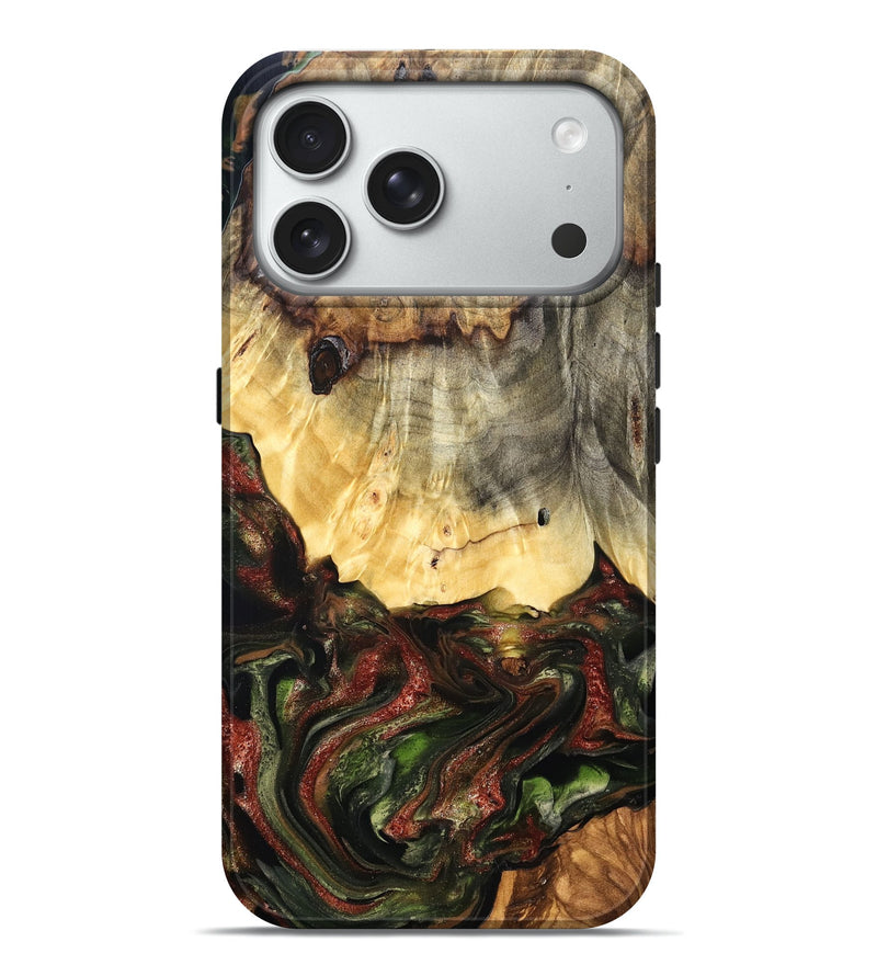 iPhone 18 Pro Max Wood Live Edge Phone Case - Thomas (Green, 825127)
