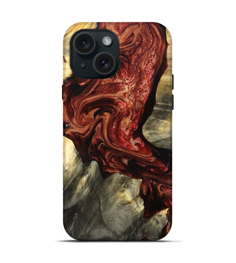 iPhone 15 Wood Live Edge Phone Case - Marcos (Red, 825129)