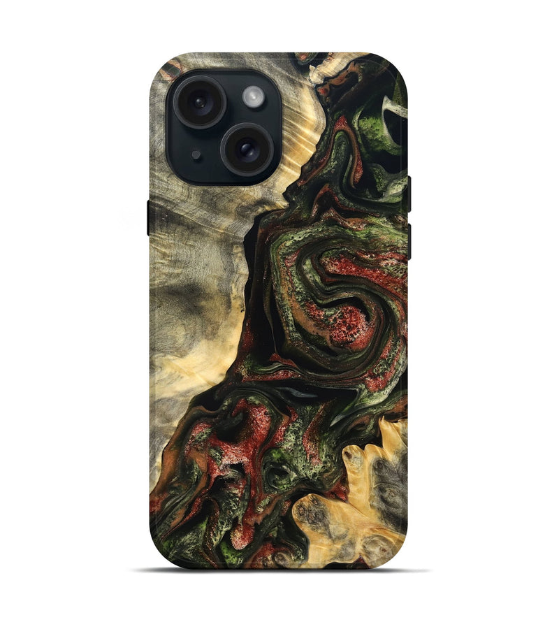 iPhone 15 Wood Live Edge Phone Case - Rosario (Red, 825130)