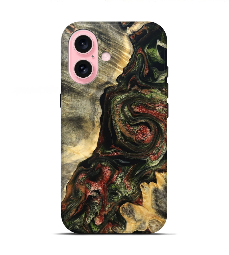 iPhone 16 Wood Live Edge Phone Case - Rosario (Red, 825130)