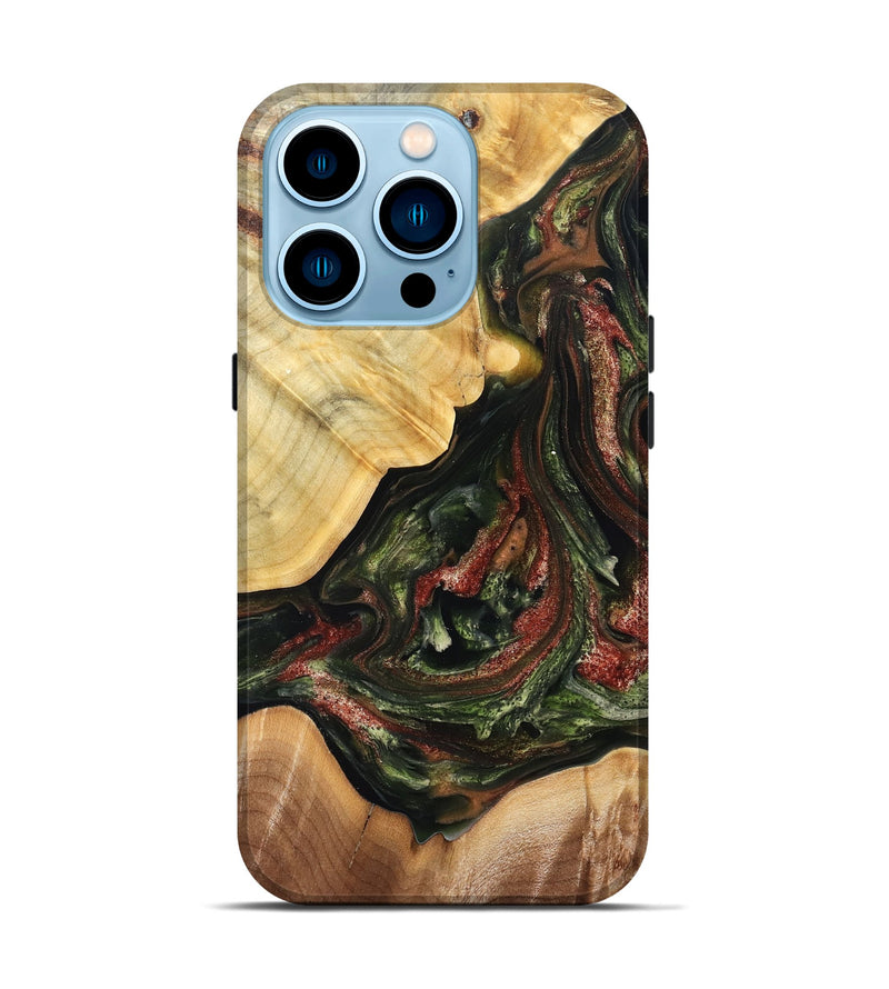 iPhone 14 Pro Wood Live Edge Phone Case - Clemmie (Green, 825131)