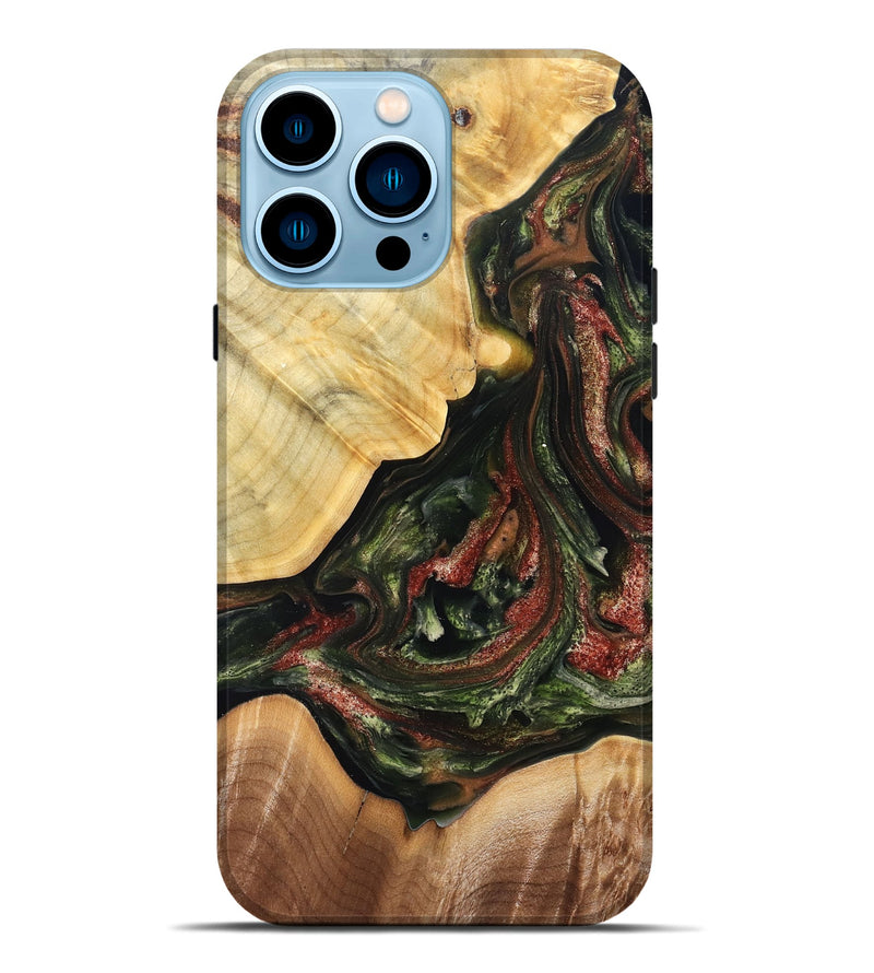 iPhone 14 Pro Max Wood Live Edge Phone Case - Clemmie (Green, 825131)