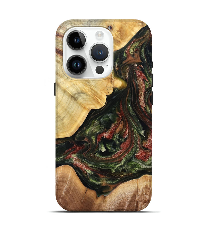 iPhone 15 Pro Wood Live Edge Phone Case - Clemmie (Green, 825131)