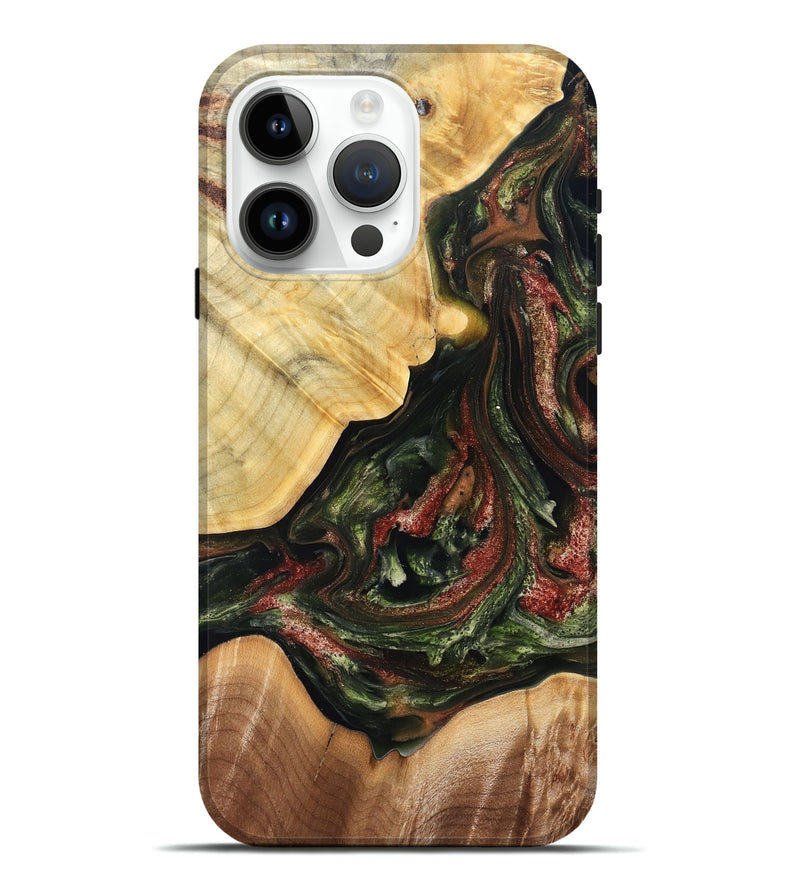 iPhone 15 Pro Max Wood Live Edge Phone Case - Clemmie (Green, 825131)