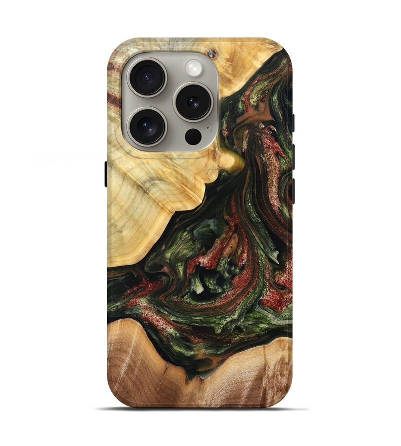 iPhone 16 Pro Wood Live Edge Phone Case - Clemmie (Green, 825131)