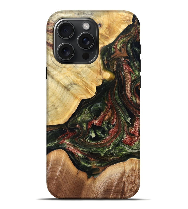 iPhone 16 Pro Max Wood Live Edge Phone Case - Clemmie (Green, 825131)