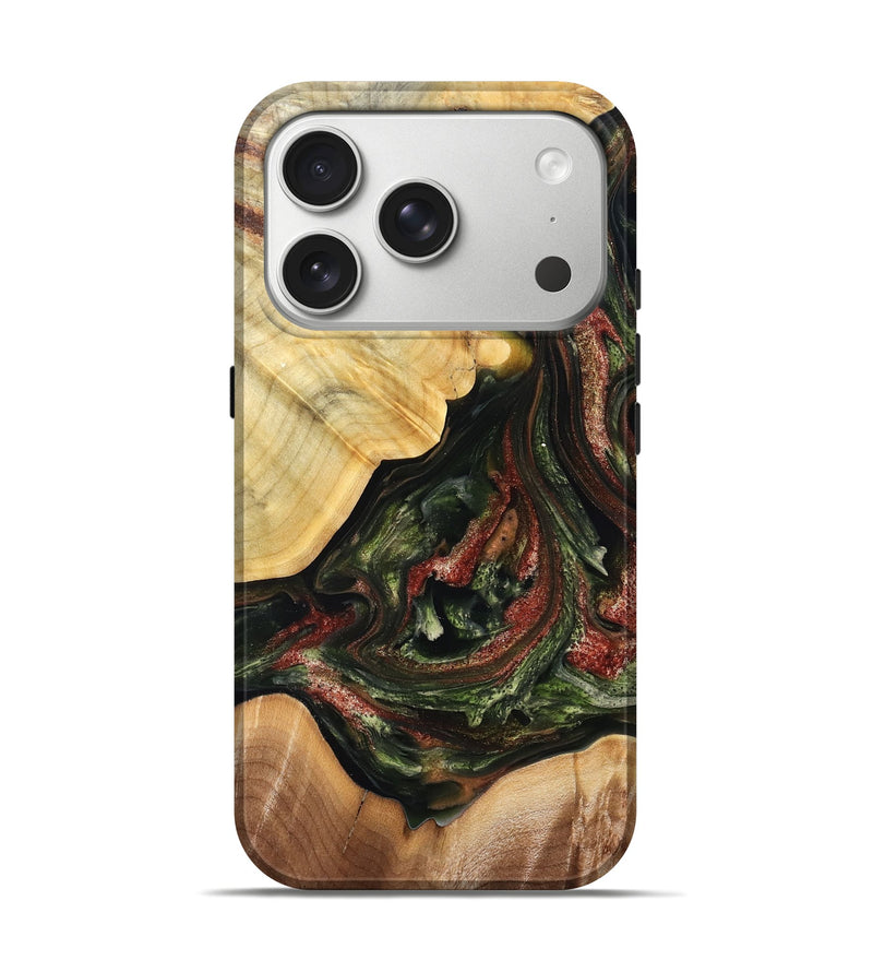 iPhone 17 Pro Wood Live Edge Phone Case - Clemmie (Green, 825131)