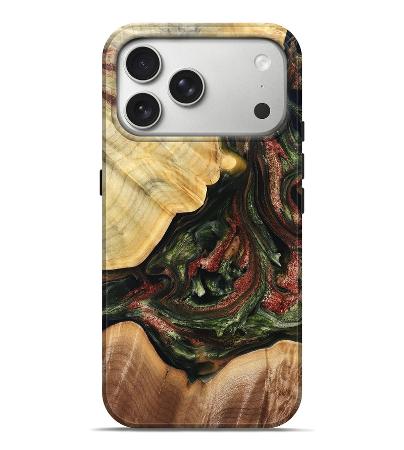 iPhone 17 Pro Max Wood Live Edge Phone Case - Clemmie (Green, 825131)