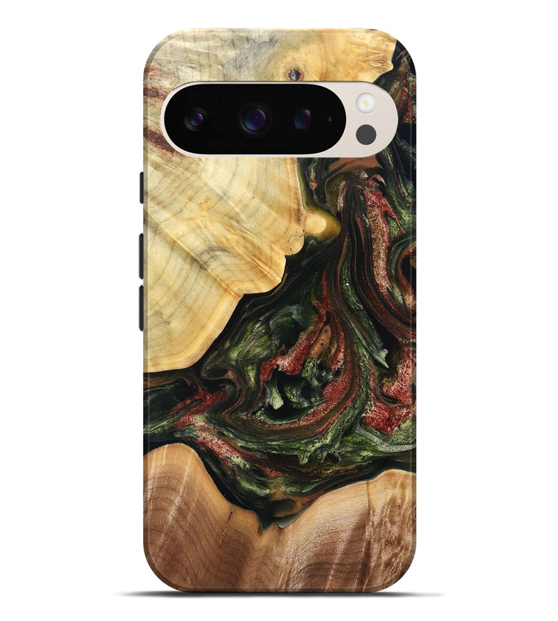 Pixel 9 Pro XL Wood Live Edge Phone Case - Clemmie (Green, 825131)