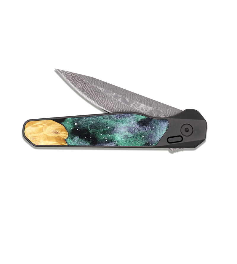 EDC Dark Damascus Wood Pocket Knife - Lenore (Cosmos, 825135)