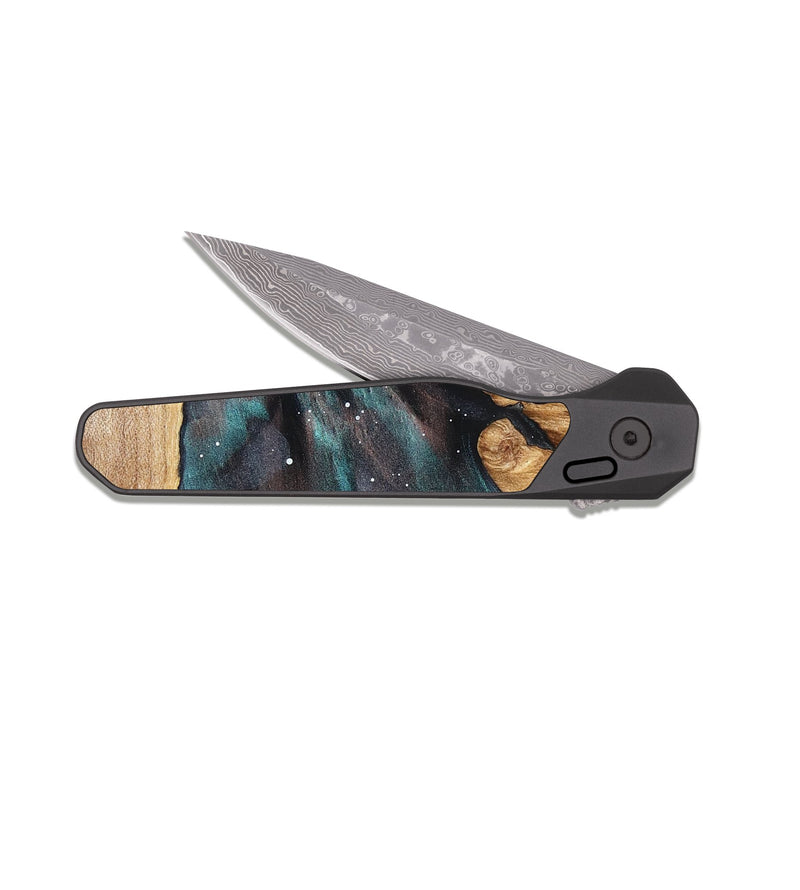EDC Dark Damascus Wood Pocket Knife - Melvin (Cosmos, 825143)