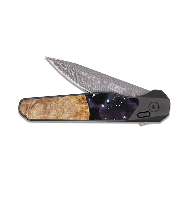 EDC Dark Damascus Wood Pocket Knife - Mariel (Cosmos, 825150)