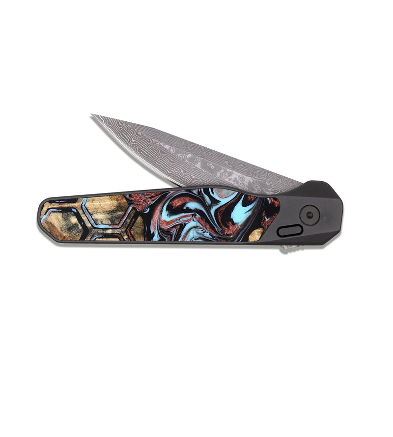 EDC Dark Damascus Wood Pocket Knife - Rowena (Pattern, 825157)