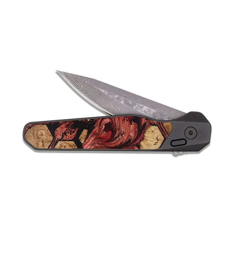 EDC Dark Damascus Wood Pocket Knife - Kenyon (Pattern, 825161)