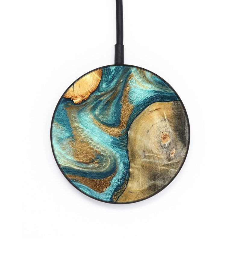 Circle Wood Wireless Charger - Murray (Teal & Gold, 825182)