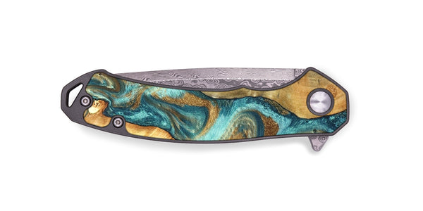 EDC Wood Pocket Knife - Murray (Teal & Gold, 825182)