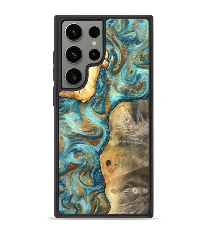 Galaxy S23 Ultra Wood Phone Case - Murray (Teal & Gold, 825182)