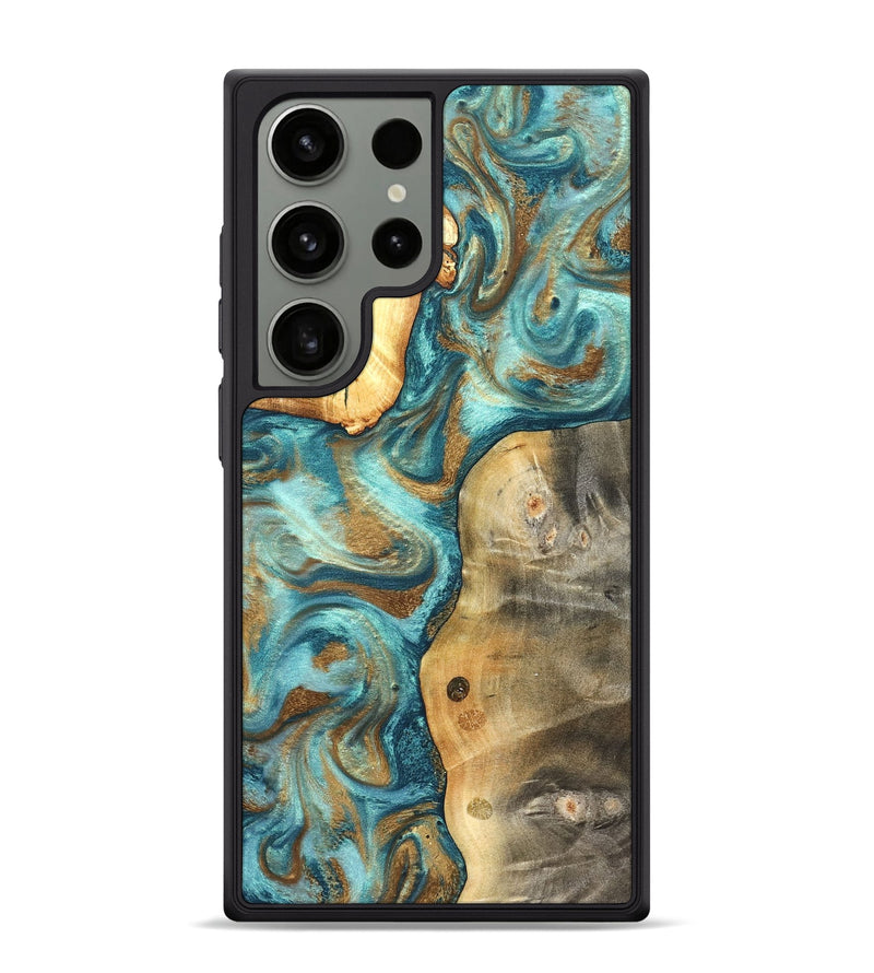 Galaxy S24 Ultra Wood Phone Case - Murray (Teal & Gold, 825182)