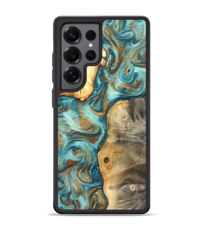 Galaxy S25 Ultra Wood Phone Case - Murray (Teal & Gold, 825182)