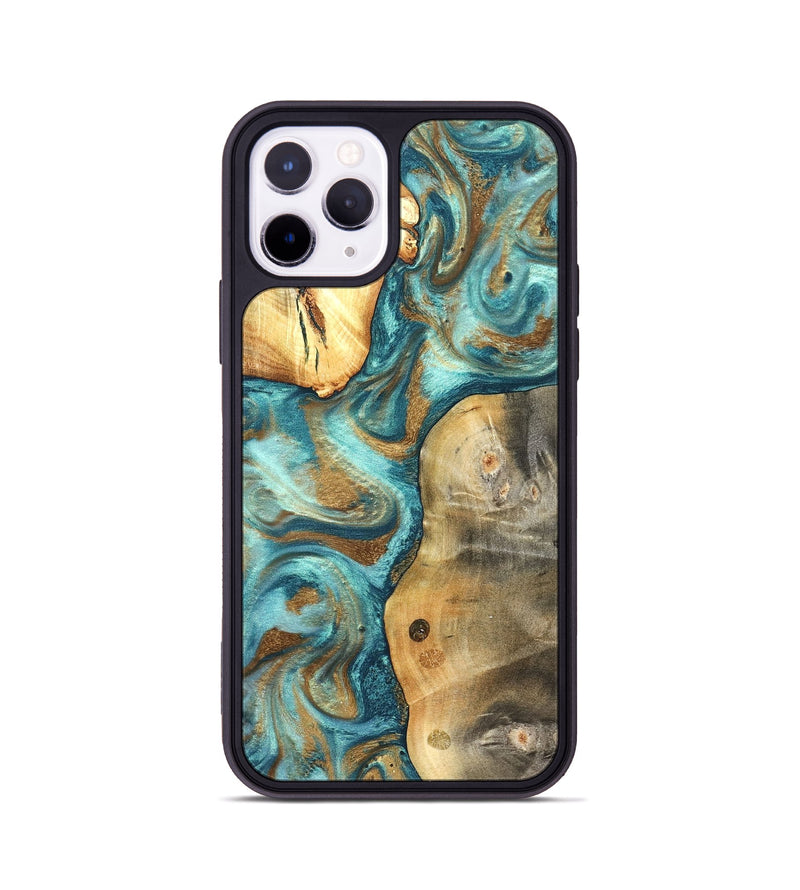 iPhone 11 Pro Wood Phone Case - Murray (Teal & Gold, 825182)