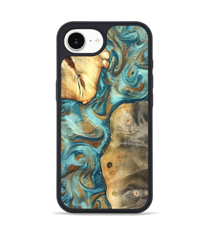 iPhone 16e Wood Phone Case - Murray (Teal & Gold, 825182)