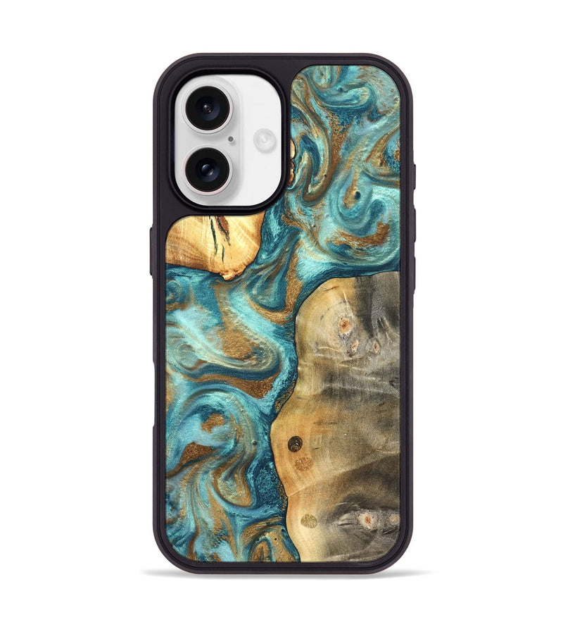 iPhone 17 Wood Phone Case - Murray (Teal & Gold, 825182)