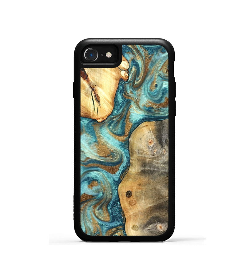 iPhone SE Wood Phone Case - Murray (Teal & Gold, 825182)