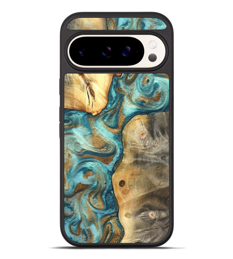 Pixel 10 Pro XL Wood Phone Case - Murray (Teal & Gold, 825182)