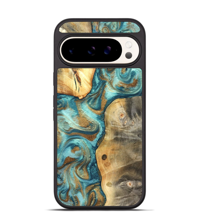 Pixel 9 Pro Wood Phone Case - Murray (Teal & Gold, 825182)