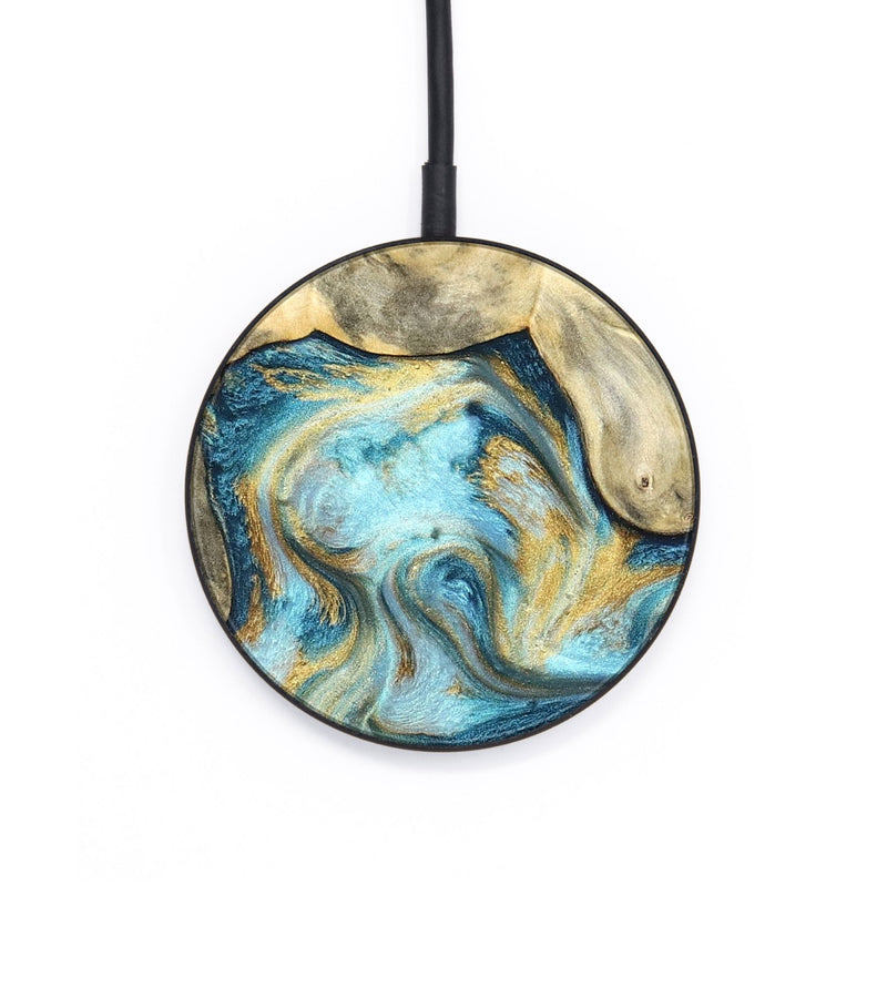 Circle Wood Wireless Charger - Elton (Teal & Gold, 825183)