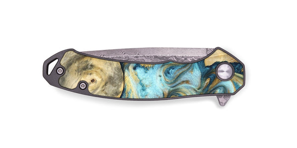 EDC Wood Pocket Knife - Elton (Teal & Gold, 825183)