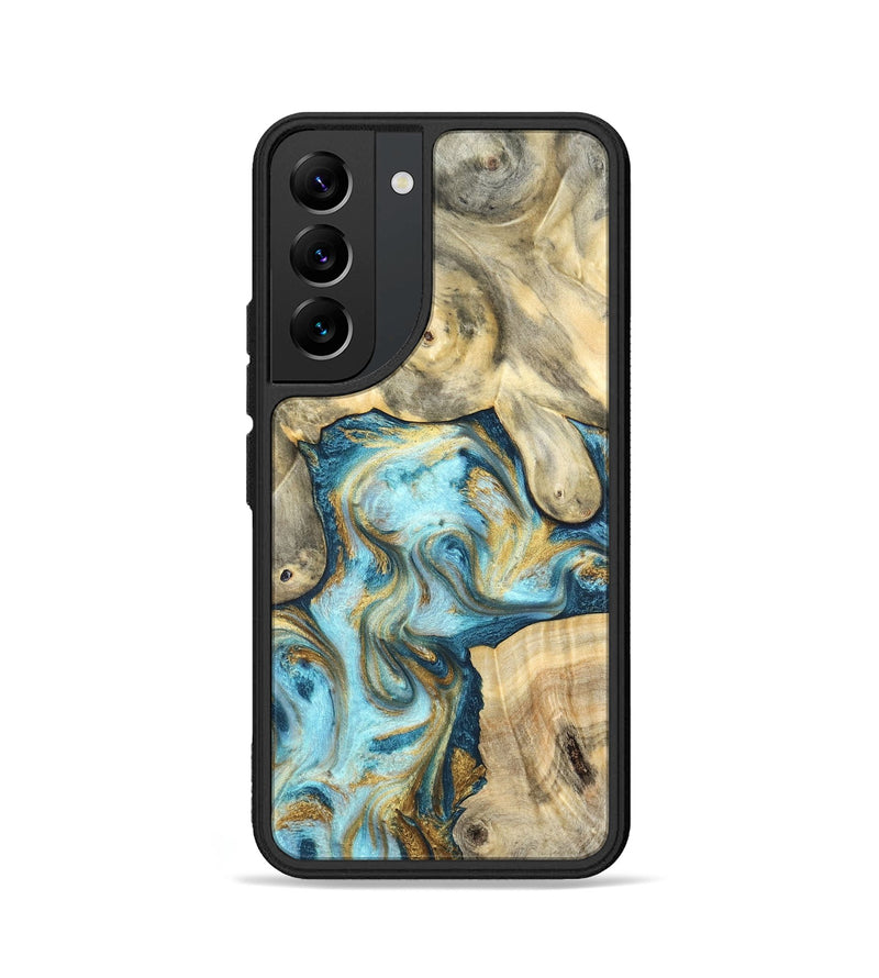 Galaxy S22 Wood Phone Case - Elton (Teal & Gold, 825183)