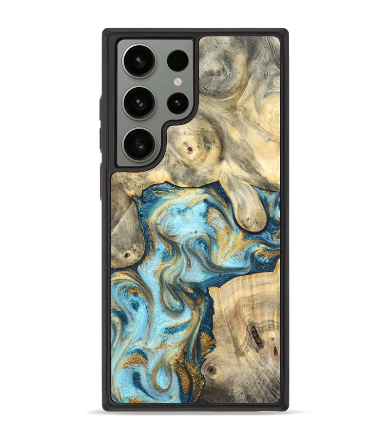 Galaxy S23 Ultra Wood Phone Case - Elton (Teal & Gold, 825183)