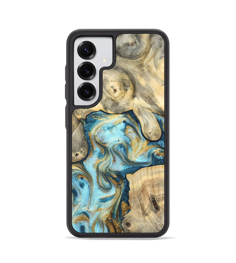 Galaxy S25 Wood Phone Case - Elton (Teal & Gold, 825183)