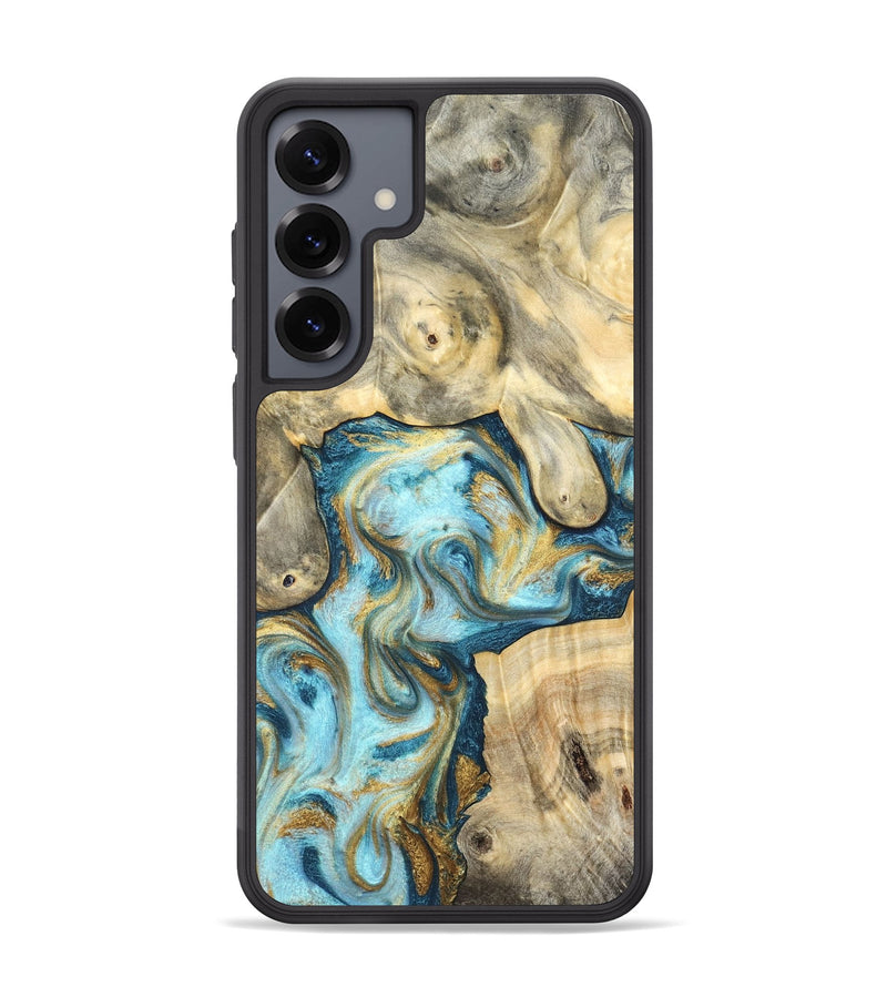 Galaxy S25 Plus Wood Phone Case - Elton (Teal & Gold, 825183)