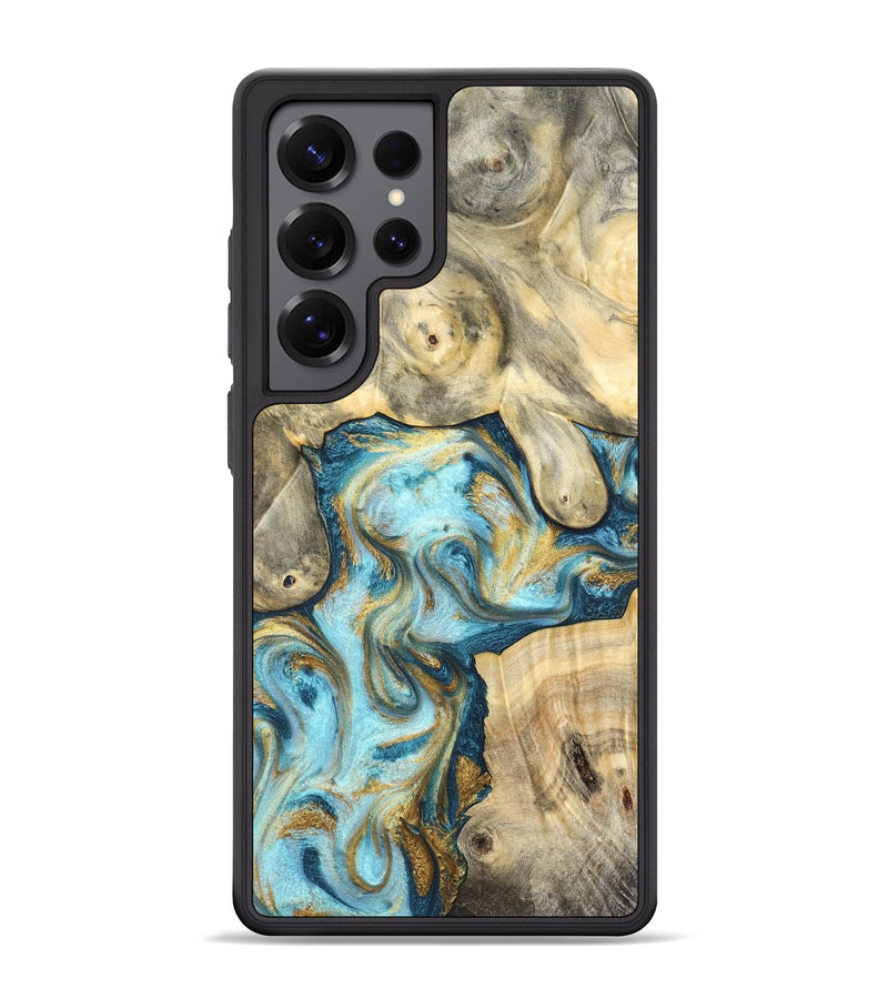 Galaxy S25 Ultra Wood Phone Case - Elton (Teal & Gold, 825183)