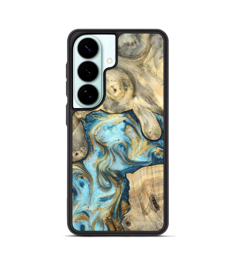 Galaxy S26 Wood Phone Case - Elton (Teal & Gold, 825183)