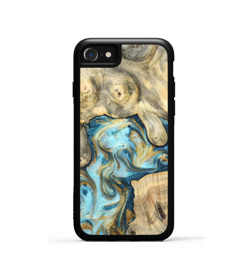 iPhone SE Wood Phone Case - Elton (Teal & Gold, 825183)