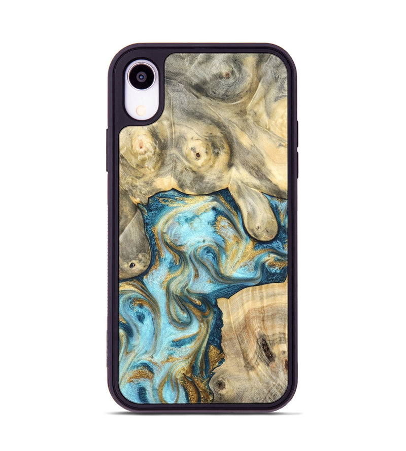 iPhone Xr Wood Phone Case - Elton (Teal & Gold, 825183)