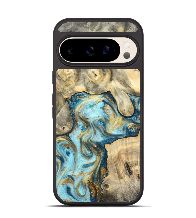 Pixel 10 Wood Phone Case - Elton (Teal & Gold, 825183)