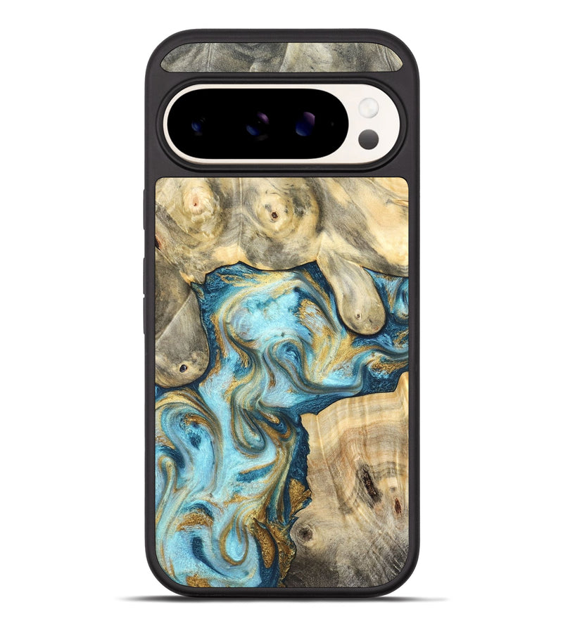 Pixel 10 Pro XL Wood Phone Case - Elton (Teal & Gold, 825183)