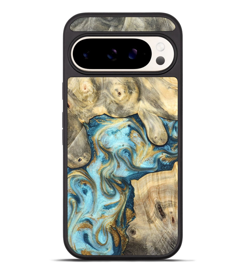 Pixel 9 Pro XL Wood Phone Case - Elton (Teal & Gold, 825183)