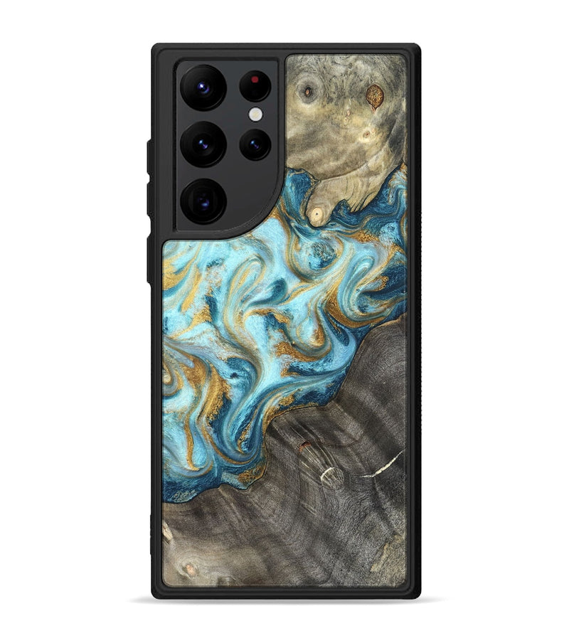 Galaxy S22 Ultra Wood Phone Case - Fate (Teal & Gold, 825184)