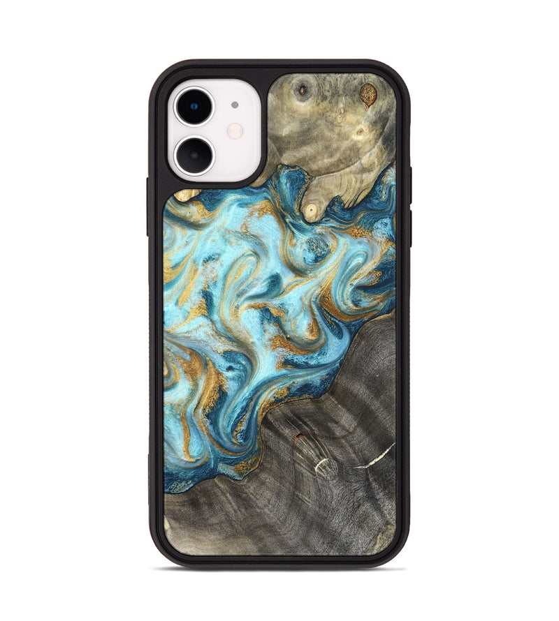 iPhone 11 Wood Phone Case - Fate (Teal & Gold, 825184)