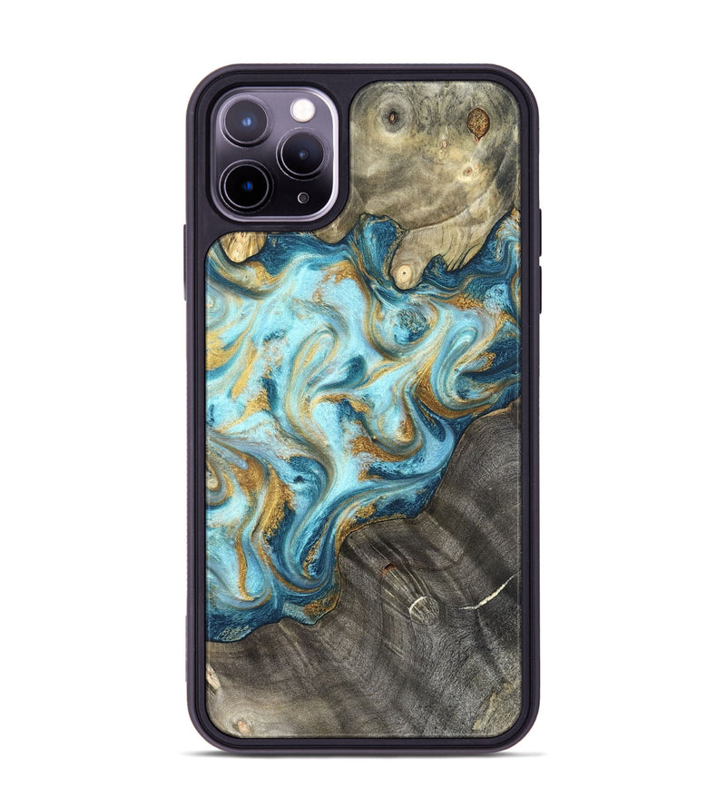 iPhone 11 Pro Max Wood Phone Case - Fate (Teal & Gold, 825184)