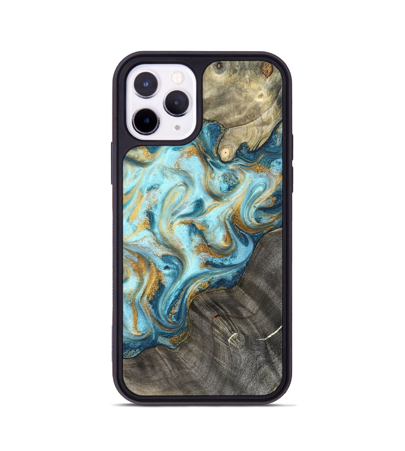 iPhone 11 Pro Wood Phone Case - Fate (Teal & Gold, 825184)