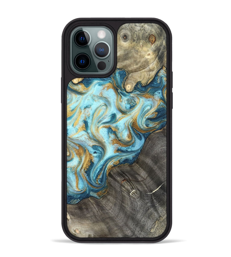 iPhone 12 Pro Max Wood Phone Case - Fate (Teal & Gold, 825184)